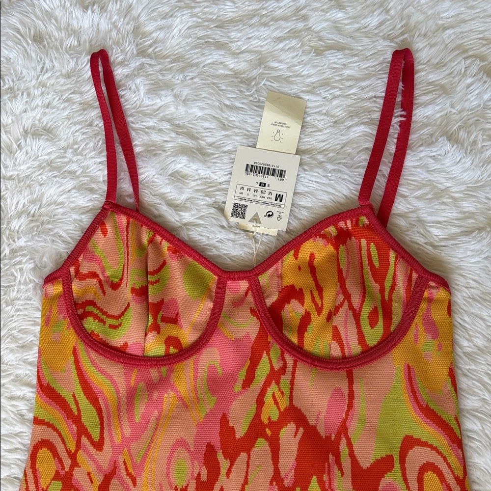 NWT Zara Light Flaws Mini Jacquard Swirl Dress Size M - Picture 3 of 14